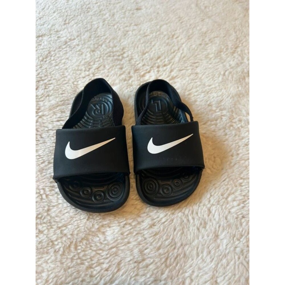 Nike Kawa Toddler US 5C Slides Black White Logo